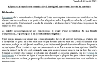 Résumé de la réponse au rapport de la commissaire à intégrité