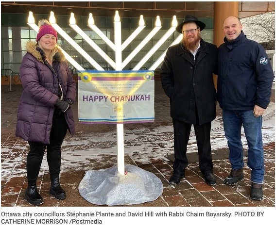Menorah lighting ceremony at city hall marks the start of Hanukkah